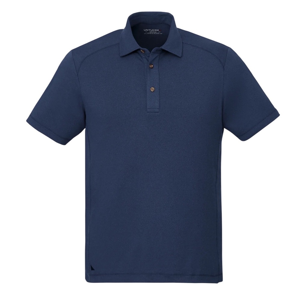 UNTUCKit Clavidor Mens Performance Polo Shirt Navy Blue Heather Medium 31436